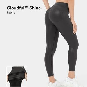 Halara cloudful shine fabric high waisted leggings back pocket faux leather M